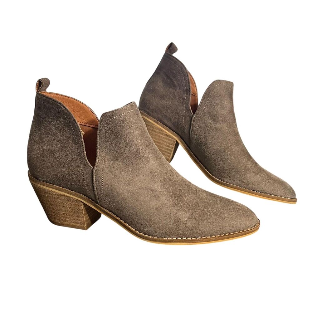 Boutique By Corkys Boots Womens Size 10 Gray Stassi Faux Suede Ankle Booties